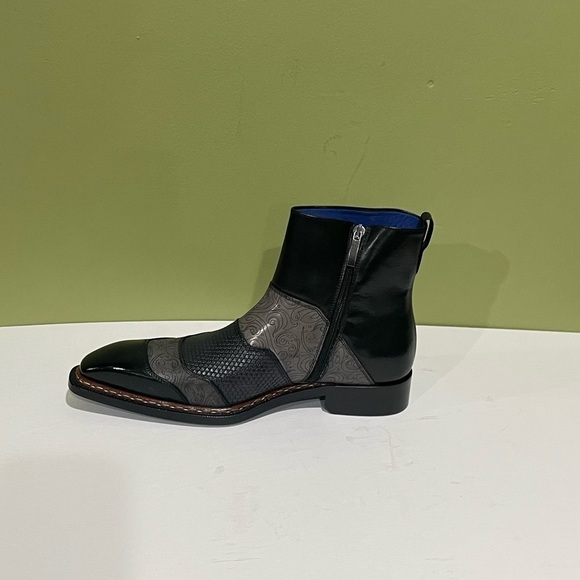 Emilio Franco boot Italian leather calf black/gray side zipper - Picture 4 of 6
